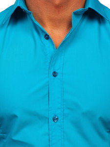 Men's Elegant Long Sleeve Shirt Light Turquoise Bolf 1703