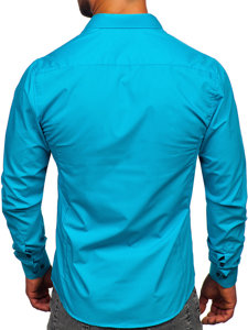 Men's Elegant Long Sleeve Shirt Light Turquoise Bolf 1703