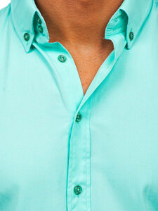 Men's Elegant Long Sleeve Shirt Light Turquoise Bolf 5821-1