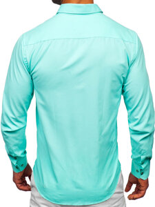 Men's Elegant Long Sleeve Shirt Light Turquoise Bolf 5821-1