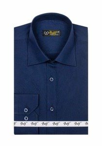 Men's Elegant Long Sleeve Shirt Navy Blue Bolf 1703