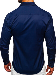 Men’s Elegant Long Sleeve Shirt Navy Blue Bolf 24702