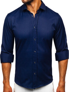 Men’s Elegant Long Sleeve Shirt Navy Blue Bolf 24702