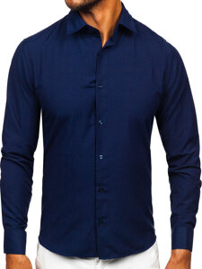 Men’s Elegant Long Sleeve Shirt Navy Blue Bolf 24740