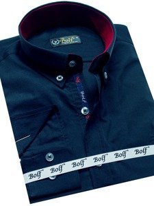 Men's Elegant Long Sleeve Shirt Navy Blue Bolf 2772