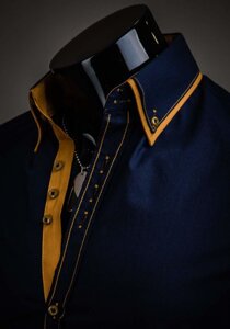 Men’s Elegant Long Sleeve Shirt Navy Blue Bolf 3703A