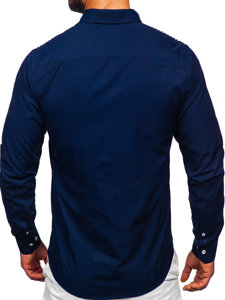 Men's Elegant Long Sleeve Shirt Navy Blue Bolf 6920