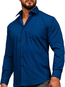 Men's Elegant Long Sleeve Shirt Navy Blue Bolf M14