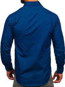 Men's Elegant Long Sleeve Shirt Navy Blue Bolf M14