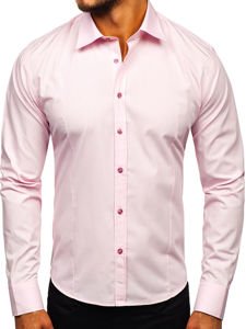 Men's Elegant Long Sleeve Shirt Pink Bolf 1703