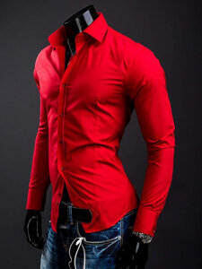 Men’s Elegant Long Sleeve Shirt Red Bolf 1703A