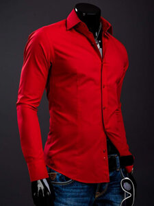 Men’s Elegant Long Sleeve Shirt Red Bolf 1703A