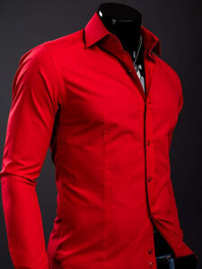 Men’s Elegant Long Sleeve Shirt Red Bolf 1703A