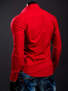 Men’s Elegant Long Sleeve Shirt Red Bolf 1703A