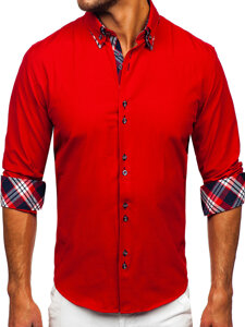 Men's Elegant Long Sleeve Shirt Red Bolf 4704