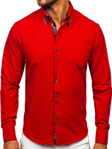 Men's Elegant Long Sleeve Shirt Red Bolf 4704