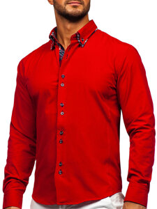 Men's Elegant Long Sleeve Shirt Red Bolf 4704