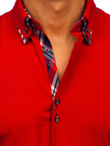 Men's Elegant Long Sleeve Shirt Red Bolf 4704