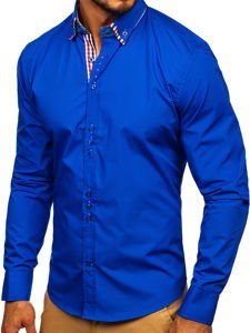 Men's Elegant Long Sleeve Shirt Royal Blue Bolf 0926