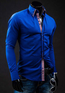 Men's Elegant Long Sleeve Shirt Royal Blue Bolf 0926A