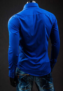 Men's Elegant Long Sleeve Shirt Royal Blue Bolf 0926A