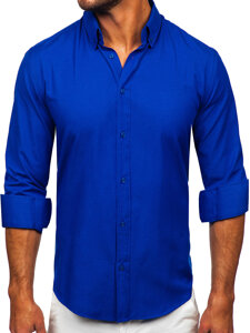 Men's Elegant Long Sleeve Shirt Royal Blue Bolf 5821-1