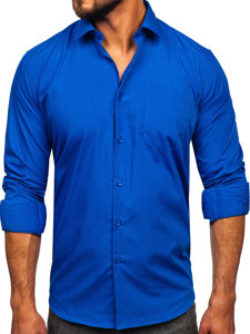 Men's Elegant Long Sleeve Shirt Royal Blue Bolf M14