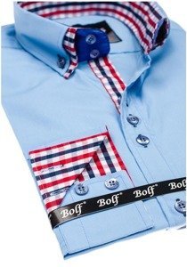 Men's Elegant Long Sleeve Shirt Sky Blue Bolf 0926