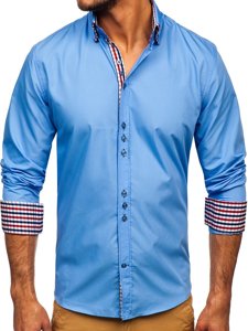 Men's Elegant Long Sleeve Shirt Sky Blue Bolf 0926