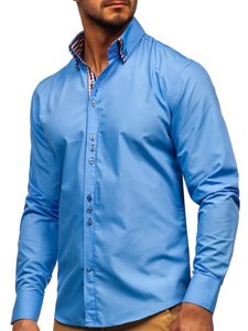 Men's Elegant Long Sleeve Shirt Sky Blue Bolf 0926