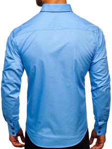 Men's Elegant Long Sleeve Shirt Sky Blue Bolf 1721-1