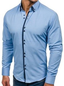 Men's Elegant Long Sleeve Shirt Sky Blue Bolf 1721-A