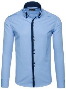 Men's Elegant Long Sleeve Shirt Sky Blue Bolf 1721-A