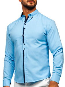 Men’s Elegant Long Sleeve Shirt Sky Blue Bolf 24701