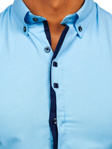 Men’s Elegant Long Sleeve Shirt Sky Blue Bolf 24701