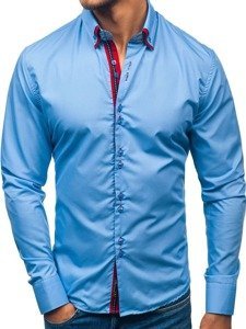 Men's Elegant Long Sleeve Shirt Sky Blue Bolf 2785