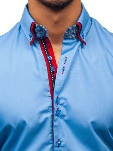 Men's Elegant Long Sleeve Shirt Sky Blue Bolf 2785