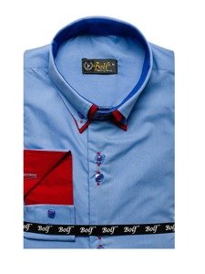 Men's Elegant Long Sleeve Shirt Sky Blue Bolf 2785