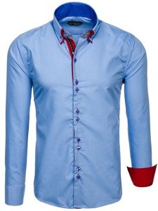 Men's Elegant Long Sleeve Shirt Sky Blue Bolf 2785