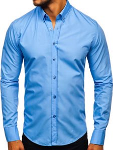 Men's Elegant Long Sleeve Shirt Sky Blue Bolf 5821