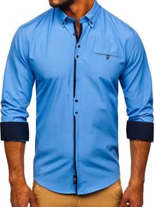 Men's Elegant Long Sleeve Shirt Sky Blue Bolf 7720