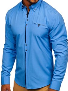 Men's Elegant Long Sleeve Shirt Sky Blue Bolf 7720