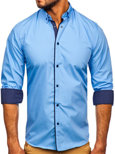 Men's Elegant Long Sleeve Shirt Sky Blue Bolf 7724-1