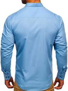 Men's Elegant Long Sleeve Shirt Sky Blue Bolf 7724