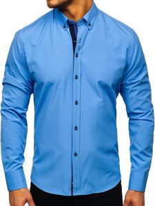 Men's Elegant Long Sleeve Shirt Sky Blue Bolf 8840-1