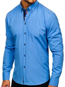 Men's Elegant Long Sleeve Shirt Sky Blue Bolf 8840-1