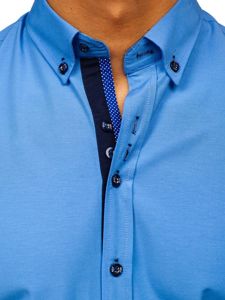 Men's Elegant Long Sleeve Shirt Sky Blue Bolf 8840-1