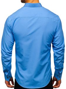 Men's Elegant Long Sleeve Shirt Sky Blue Bolf 8840-1