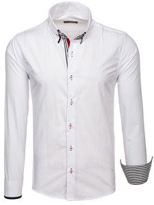 Men's Elegant Long Sleeve Shirt White-Black Bolf 1747