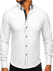 Men’s Elegant Long Sleeve Shirt White-Black Bolf 3703